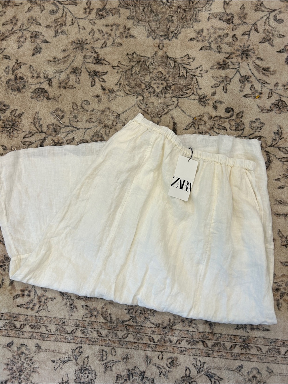 ZARA Off-White Linen Maxi Skirt
